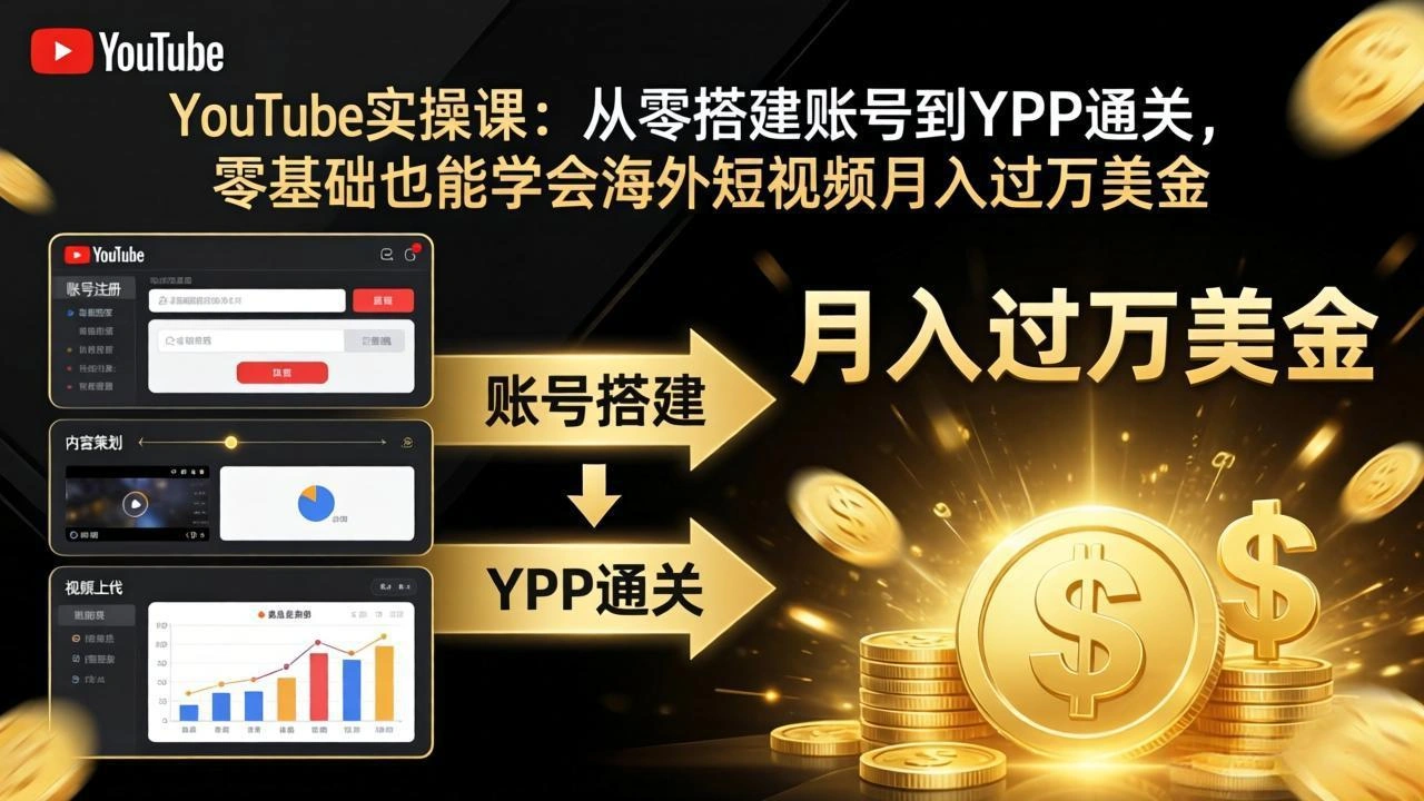 YouTube实操课：从零搭建账号到YPP通关，零基础也能学会海外短视频月入过万美金-科技美南博客