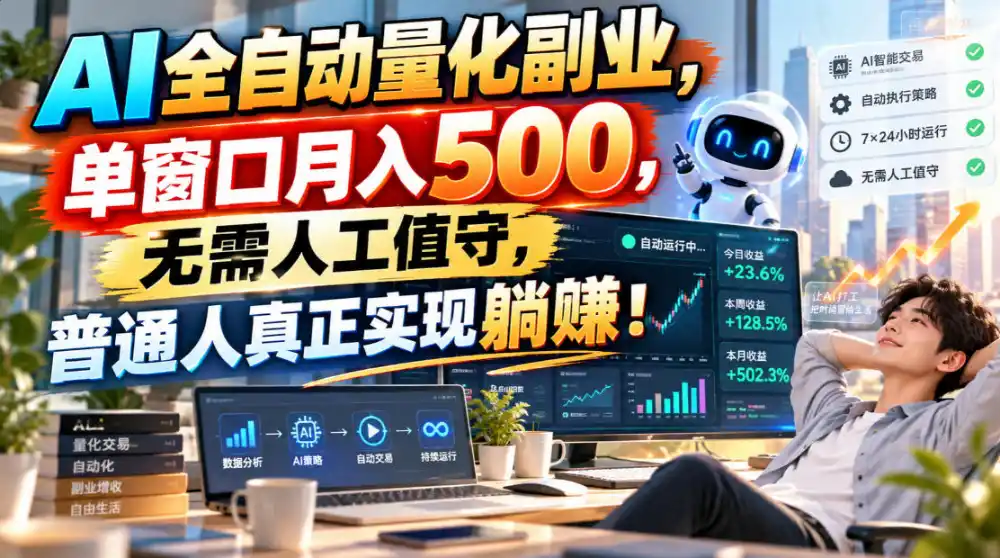AI全自动量化副业，单窗口月入500，无需人工值守，普通人真正实现躺賺！-科技美南博客