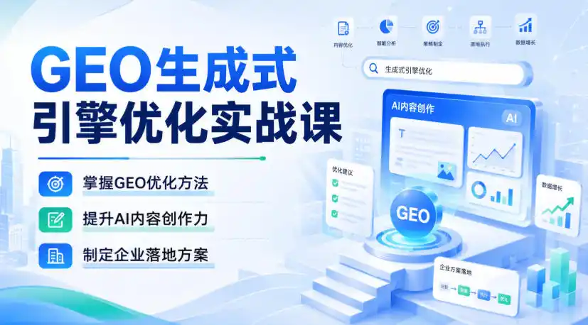 GEO生成式引擎优化实战课，掌握GEO优化方法，提升AI内容创作力，制定企业落地方案-科技美南博客