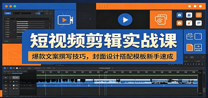 短视频剪辑实战课：爆款文案撰写技巧，封面设计搭配模板新手速成-科技美南博客