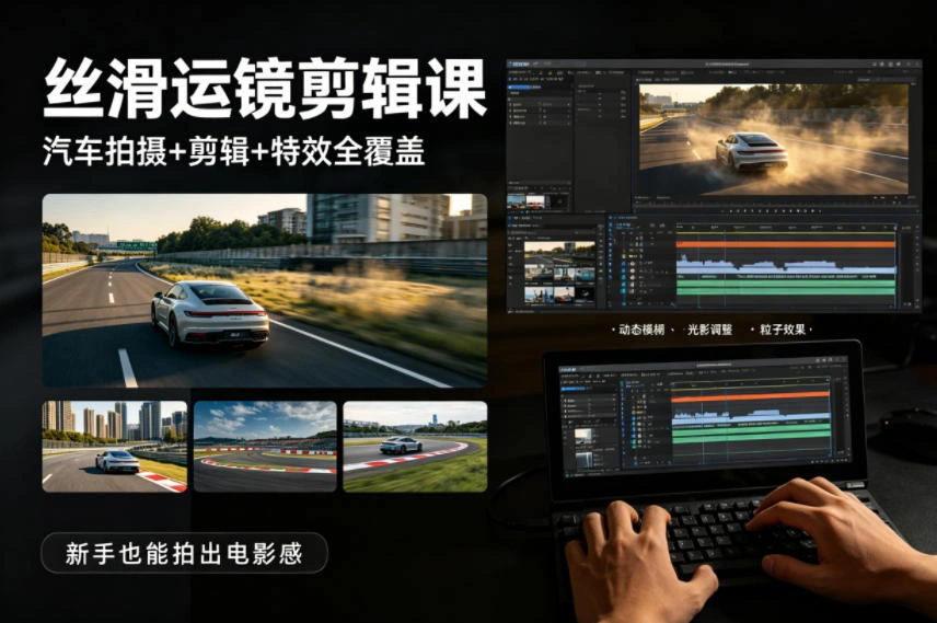 大叔丝滑运镜剪辑课，汽车拍摄+剪辑+特效全覆盖，新手也能拍出电影感-科技美南博客