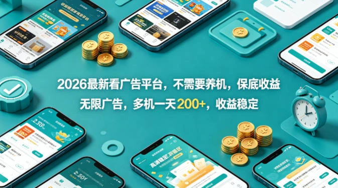 2026最新看广告平台，不需要养机，保底收益，无限广告，多机一天200+，收益稳定【揭秘】-科技美南博客