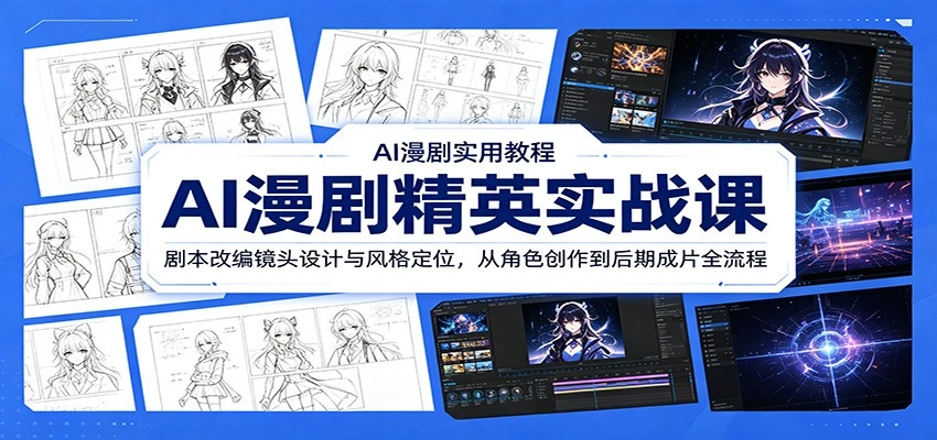 AI漫剧精英实战课：剧本改编镜头设计与风格定位，从角色创作到后期成片全流程-科技美南博客