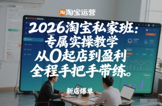 2026淘宝私家班：专属实操教学，从0起店到盈利，全程手把手带练(更新26年3月)-科技美南博客