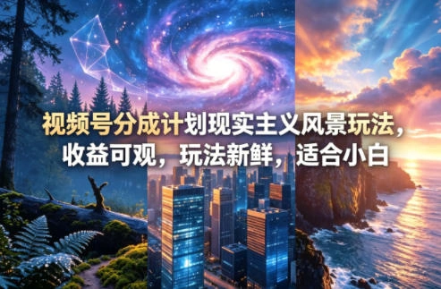 视频号分成计划现实主义风景玩法，收益可观，玩法新鲜，适合小白-科技美南博客