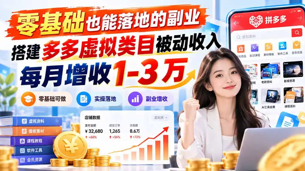 零基础也能落地的副业，搭建多多虚拟类目被动收入，每月增收 1-3 万-科技美南博客