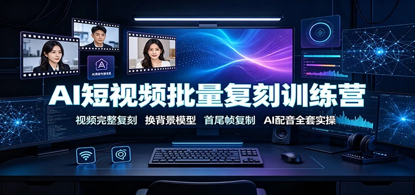 AI短视频批量复刻训练营：视频完整复刻，换背景模型、首尾帧复制、AI配音全套实操-科技美南博客