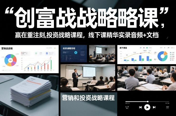 创富战略课，赢在重注时刻，营销和投资战略课程，线下课精华实录音频+文档-科技美南博客