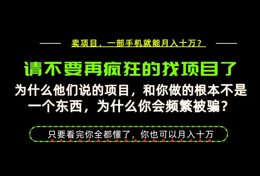 为什么做项目的人大多都是炮灰？为什么只有卖项目才能稳？看完你也可以月入10W+【揭秘】-科技美南博客