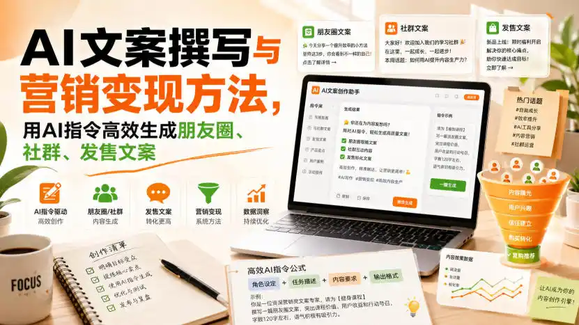 AI文案撰写与营销变现方法,用AI指令高效生成朋友圈、社群、发售文案