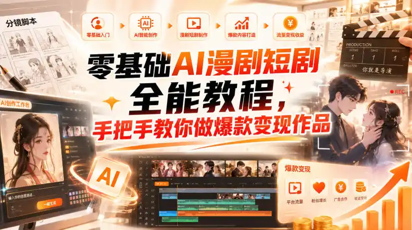 零基础AI漫剧短剧全能教程,从AI智能体搭建、文案脚本分镜、多平台AI生视频、剪映精修,覆盖全题材创作,手把手教你做爆款变现作品-科技美南博客