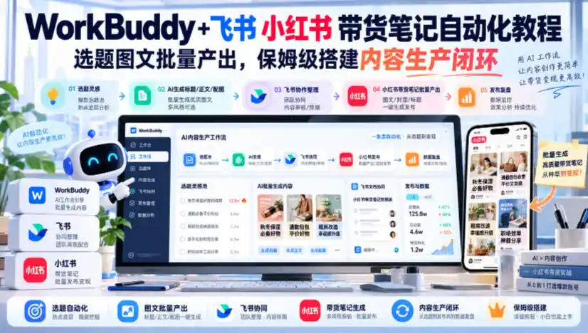 WorkBuddy+飞书小红书带货笔记自动化教程，选题图文批量产出，保姆级搭建内容生产闭环【文档】-科技美南博客