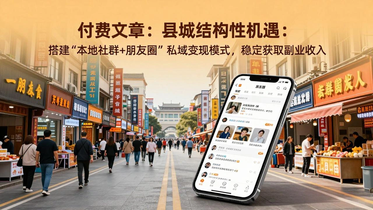 付费文章：县城结构性机遇：搭建“本地社群+朋友圈”私域变现模式，稳定获取副业收入-科技美南博客