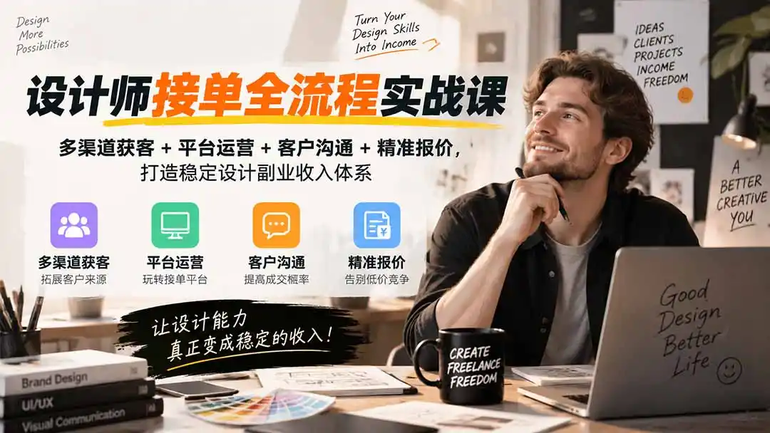 设计师接单全流程实战课-无水印｜多渠道获客+平台运营+客户沟通+精准报价，打造稳定设计副业收入体系-科技美南博客