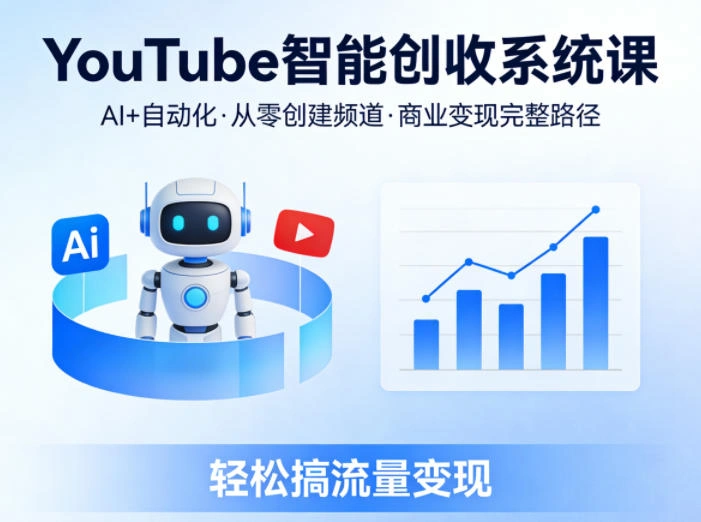 YouTube智能创收系统课，AI+自动化，从零创建YouTube频道并实现商业变现的完整路径，轻松搞流量变现-科技美南博客