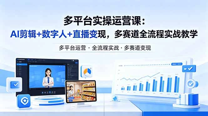 某团队多平台实操运营课-更新26年4月29：AI剪辑+数字人+直播变现，多赛道全流程实战教学-科技美南博客