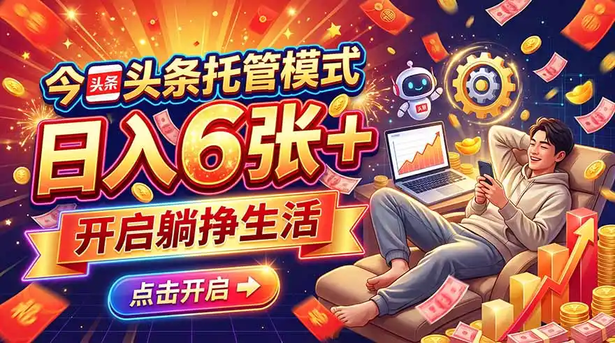 今日头条AI托管模式,每天5分钟,最高月入5000+,操作超简单,零门槛-科技美南博客