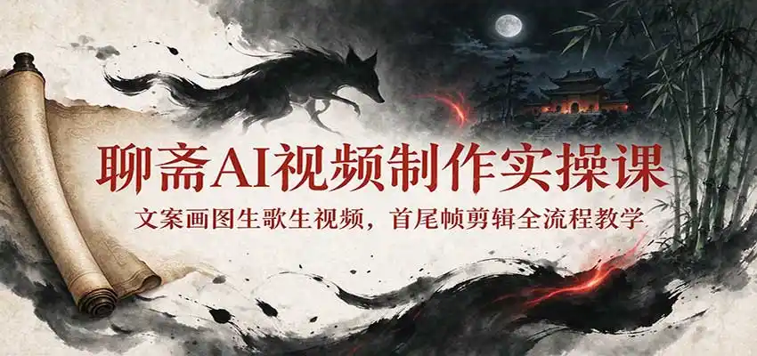 聊斋AI视频制作实操课：文案画图生歌生视频，首尾帧剪辑全流程教学-科技美南博客