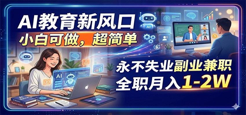 AI教育新风口，小白可做，超简单，永不失业副业兼职 全职月入1-2W-科技美南博客