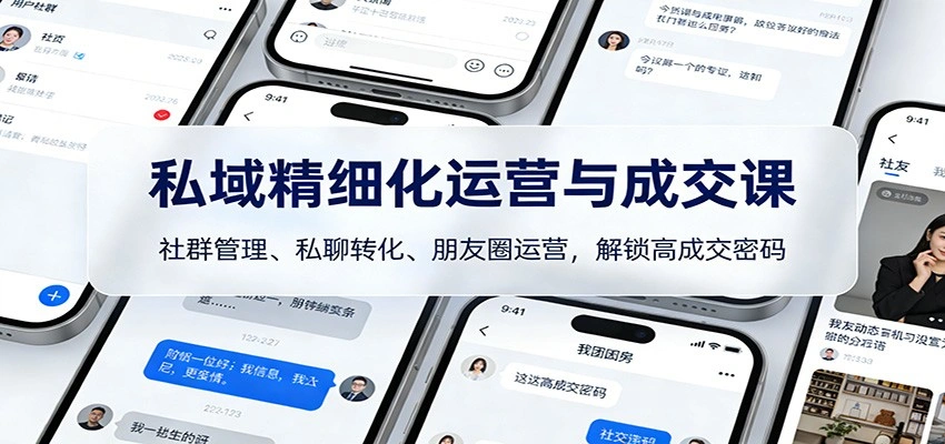 私域精细化运营与成交课：社群管理、私聊转化、朋友圈运营，解锁高成交密码-科技美南博客