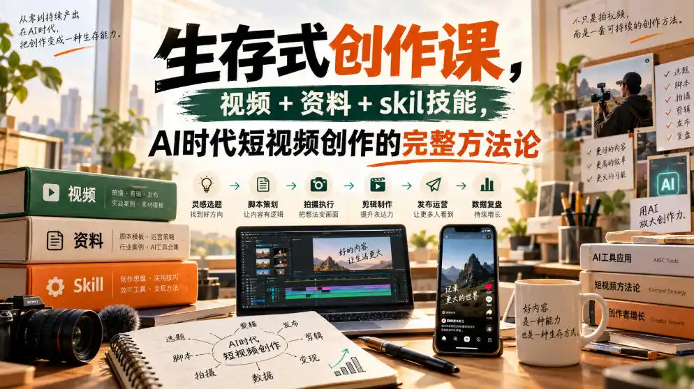 生存式创作课,视频+资料+skil技能,ai时代短视频创作的完整方法论-科技美南博客
