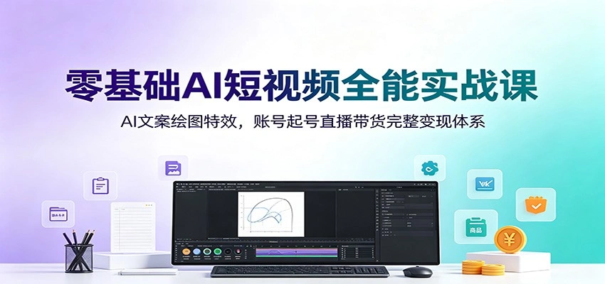 零基础AI短视频全能实战课：AI文案绘图特效，账号起号直播带货完整变现体系-科技美南博客