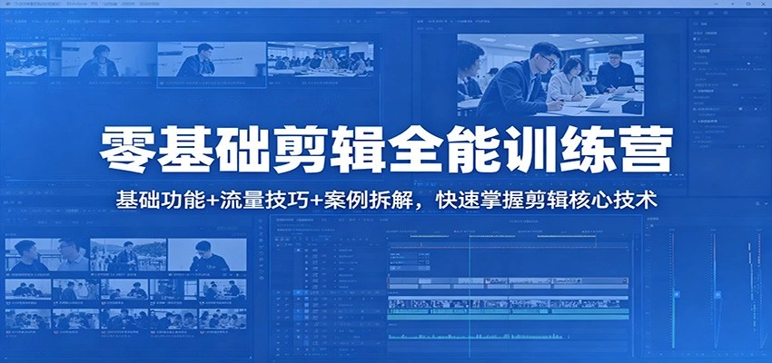 零基础剪辑全能训练营：基础功能+流量技巧+案例拆解，快速掌握剪辑核心技术-科技美南博客