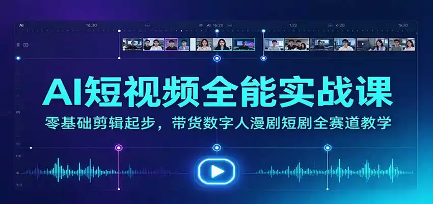 AI短视频全能实战课：零基础剪辑起步，带货数字人漫剧短剧全赛道教学-科技美南博客