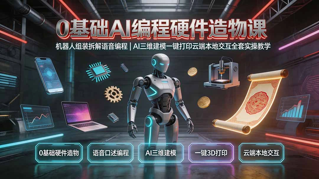 0基础AI编程硬件造物课｜机器人组装拆解语音编程，AI三维建模一键打印云端本地交互全套实操教学-科技美南博客