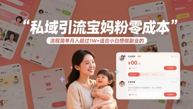 私域引流宝妈粉零成本流程简单月入超过1W+适合小白想做副业的-科技美南博客