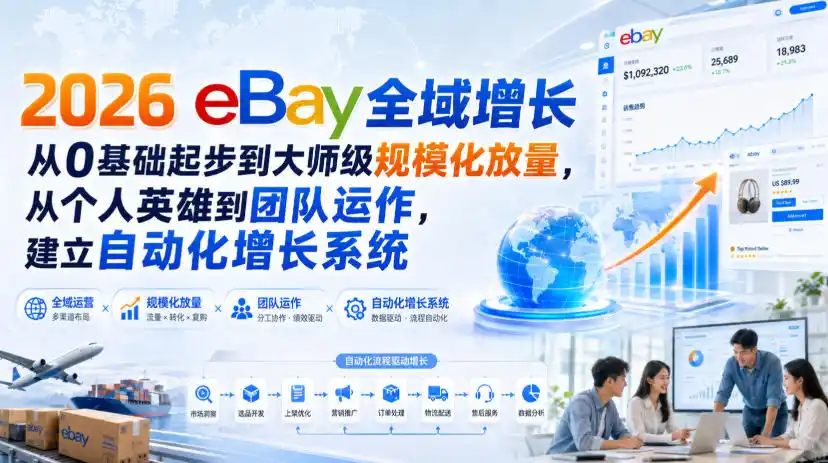 2026 eBay全域增长，从0基础起步到大师级规模化放量，从个人英雄到团队运作，建立自动化增长系统-科技美南博客