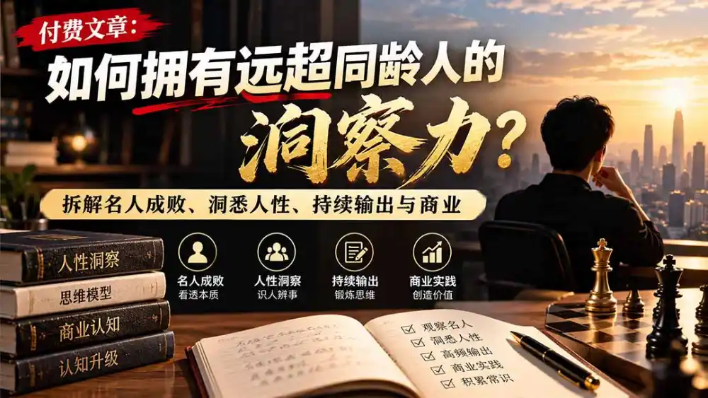 付费文章：如何拥有远超同龄人的洞察力？拆解名人成败、洞悉人性、持续输出与商业实践-科技美南博客