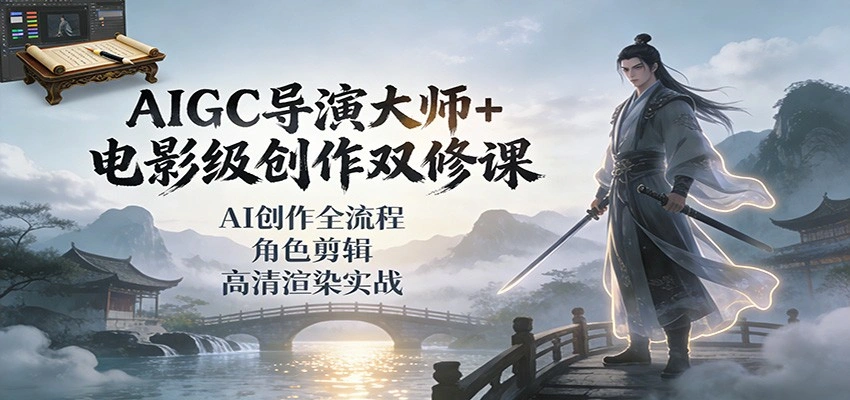 AIGC导演大师+电影级创作双修课:AI创作全流程、角色剪辑、高清渲染实战-科技美南博客