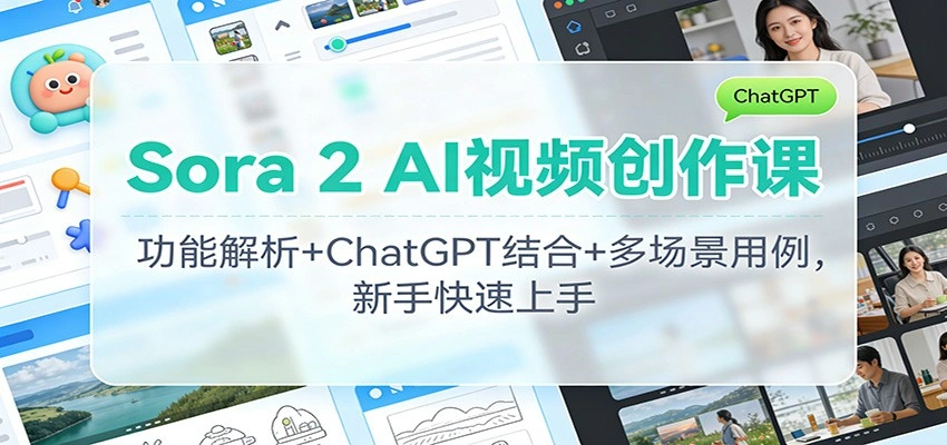Sora 2 AI视频创作课：功能解析+ChatGPT结合+多场景用例，新手快速上手-科技美南博客