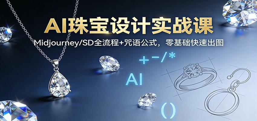 AI珠宝设计实战课：Midjourney/SD全流程+咒语公式，零基础快速出图-科技美南博客