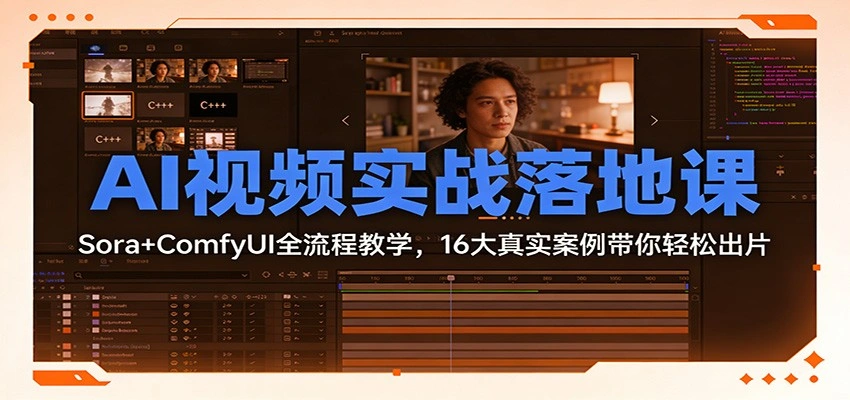 AI视频实战落地课：Sora+ComfyUI全流程教学，16大真实案例带你轻松出片-科技美南博客