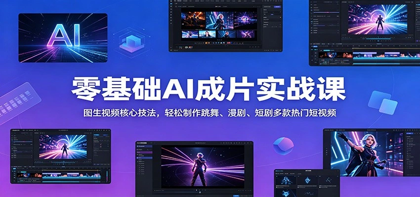 零基础AI成片实战课：图生视频核心技法，轻松制作跳舞、漫剧、短剧多款热门短视频-科技美南博客