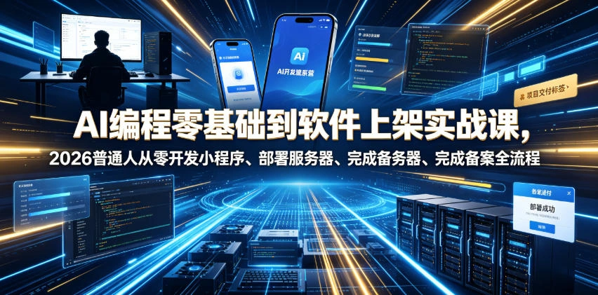 AI编程零基础到软件上架实战课，2026普通人从零开发小程序、部署服务器、完成备案全流程项目落地教程-科技美南博客