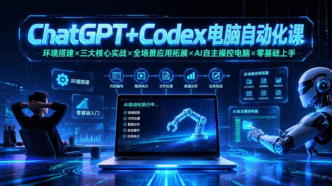 ChatGPT+Codex电脑自动化课：环境搭建×三大核心实战×全场景应用拓展×AI自主操控电脑×零基础上手-科技美南博客