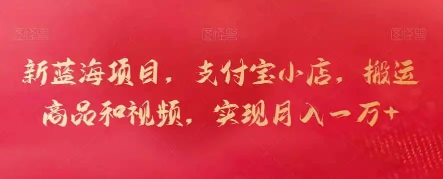 新蓝海项目，支付宝小店，搬运商品和视频，实现月入一万+【揭秘】-科技美南博客