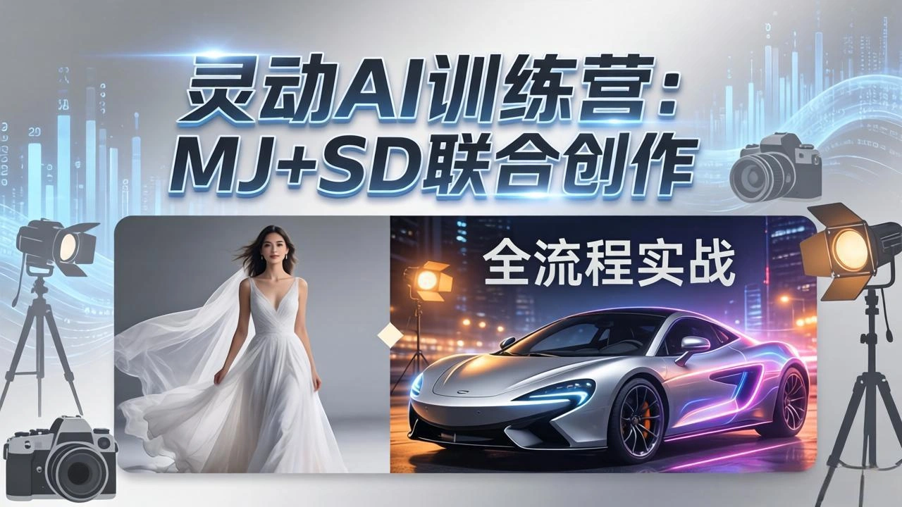 灵动AI训练营-3.0课程：MJ+SD联合创作，从婚纱大片到汽车广告，摄影后期全流程实战-科技美南博客