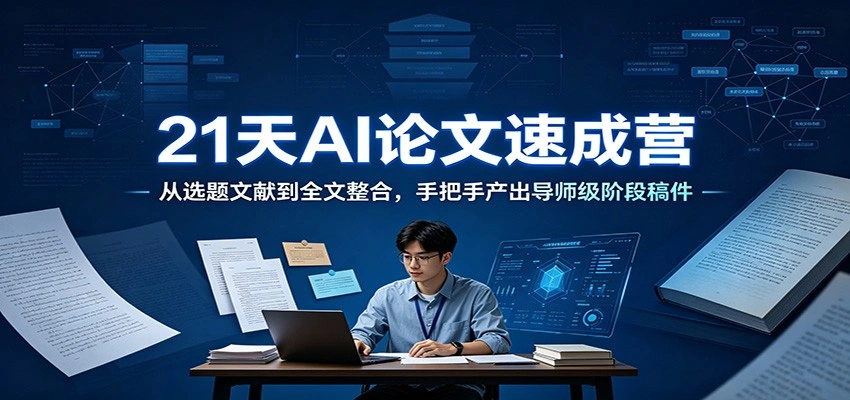 21天AI论文速成营：从选题文献到全文整合，手把手产出导师级阶段稿件-科技美南博客