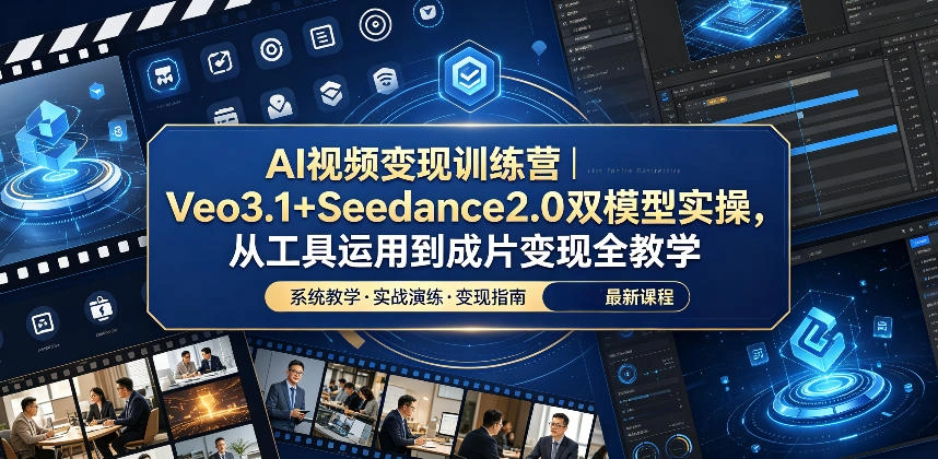 AI视频变现训练营｜Veo3.1+Seedance2.0双模型实操，从工具运用到成片变现全教学-科技美南博客