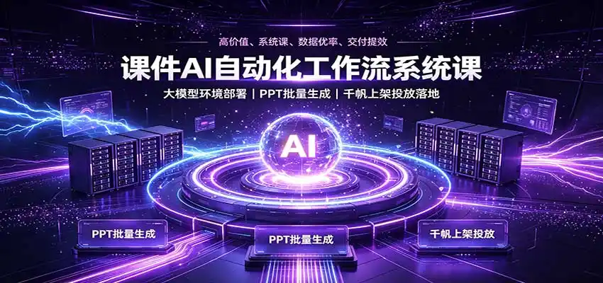 课件AI自动化工作流系统课：大模型环境部署，PPT批量生成，千帆上架投放落地-科技美南博客