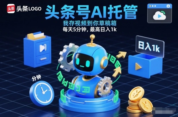 头条号AI托管，我存视频到你草稿箱，每天5分钟，最高日入1k【揭秘】-科技美南博客