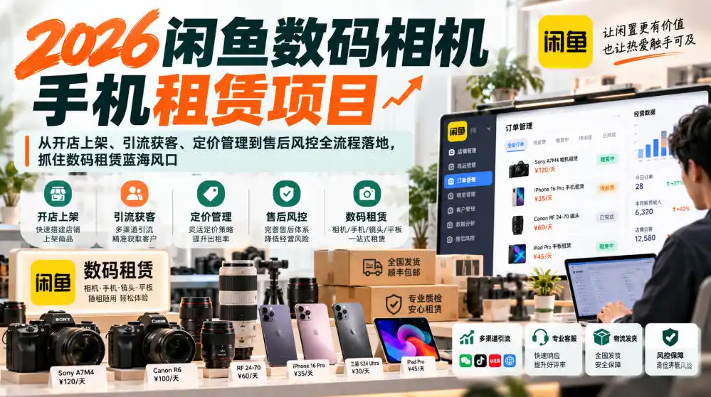 2026闲鱼数码相机手机租赁项目,从开店上架、引流获客、定价管理到售后风控全流程落地,抓住数码租赁蓝海风口-科技美南博客