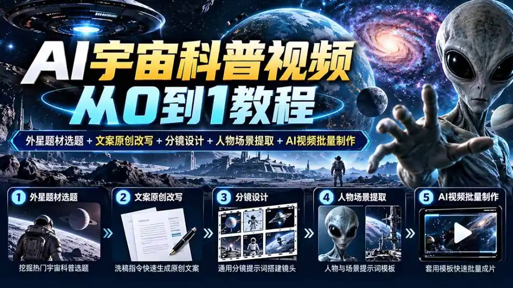 AI宇宙科普视频从0到1教程｜外星题材选题+文案原创改写+分镜设计+人物场景提取+AI视频批量制作-科技美南博客