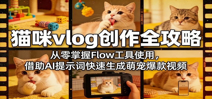 猫咪vlog创作全攻略：从零掌握Flow工具使用，借助AI提示词快速生成萌宠爆款视频-科技美南博客