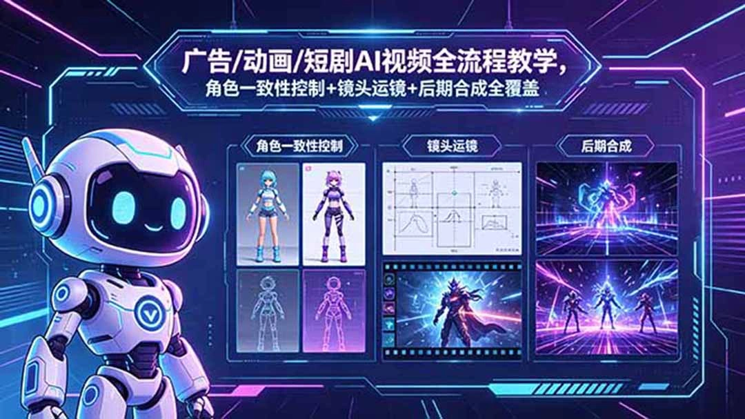 广告/动画/短剧AI视频全流程教学，角色一致性控制+镜头运镜+后期合成全覆盖-科技美南博客