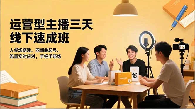 运营型主播三天线下班，人货场搭建,四部曲起号,流量实时应对，手把手带练-科技美南博客